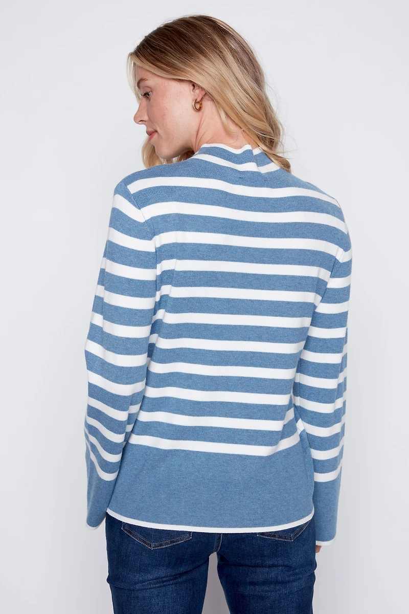 Bell sleeve stripe sweater