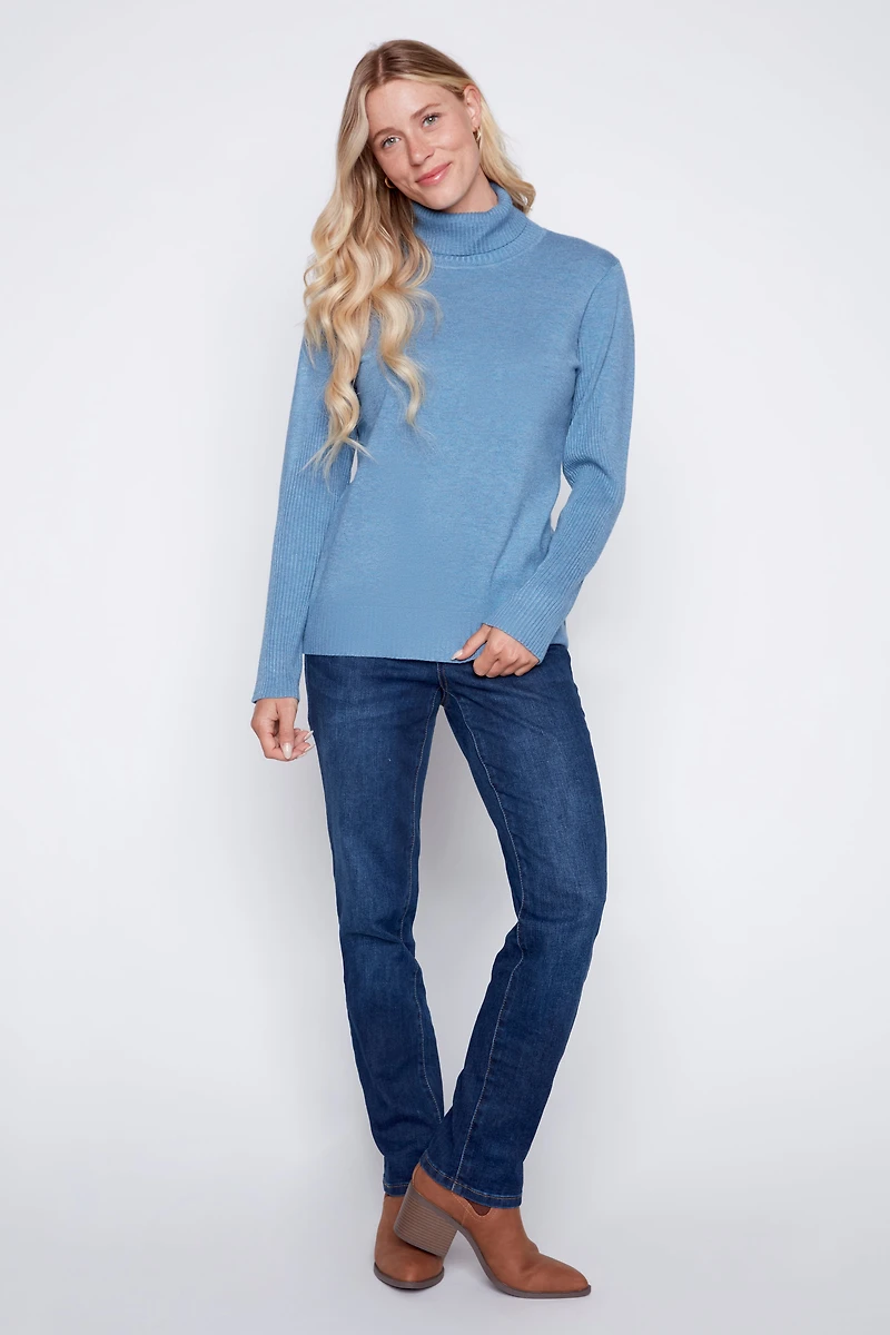 Solid turtleneck sweater