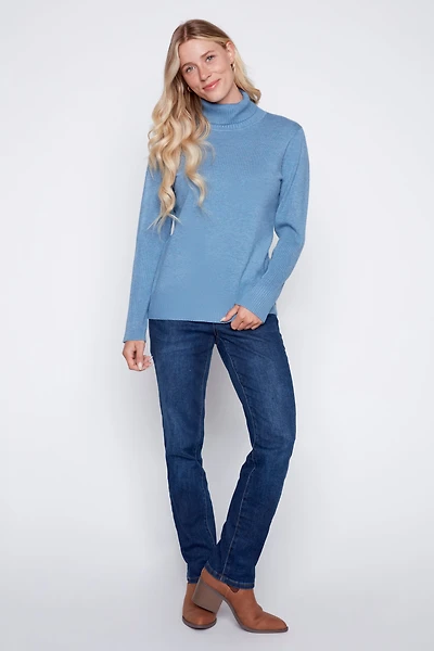 Solid turtleneck sweater