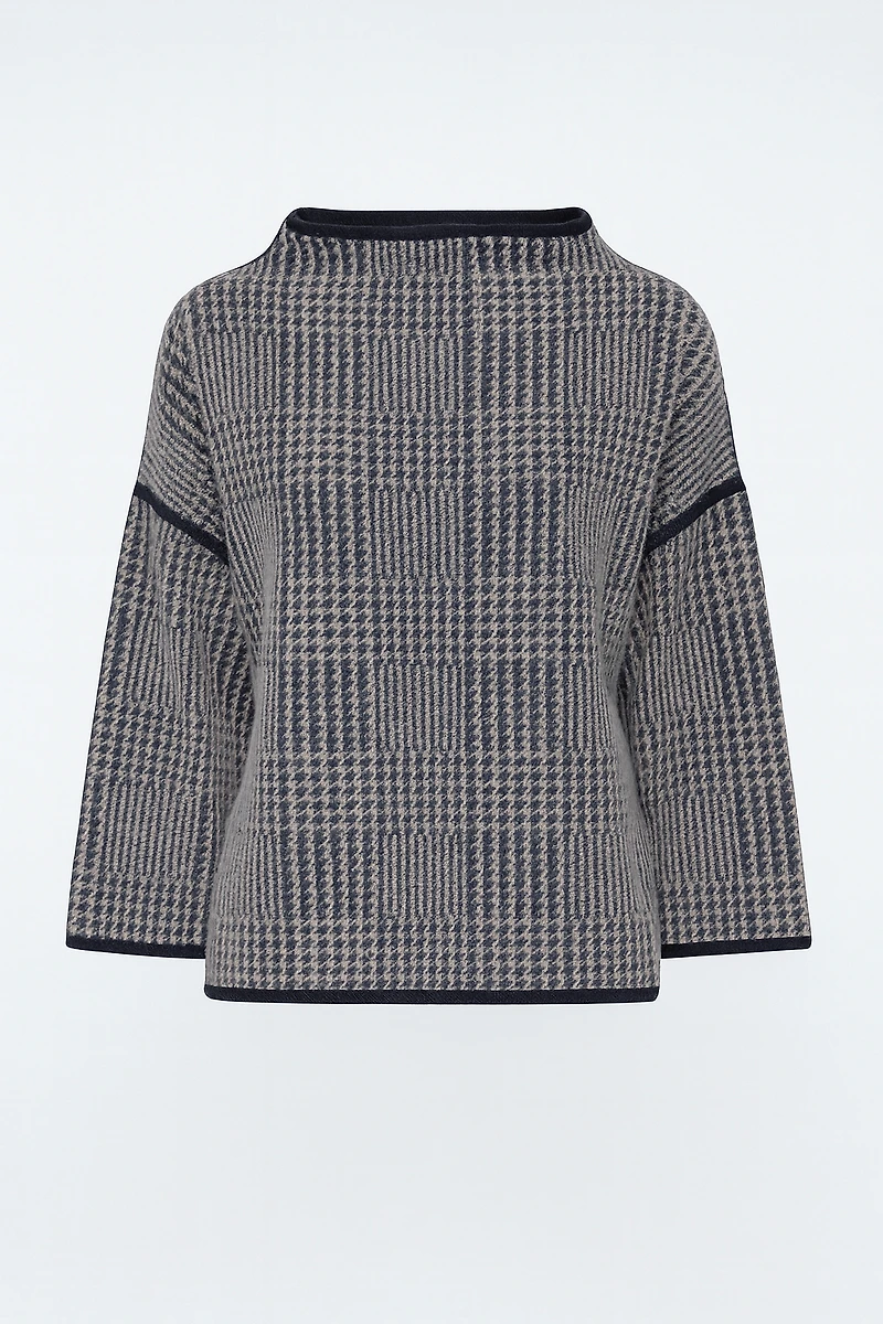 Plaid eyelash jacquard sweater