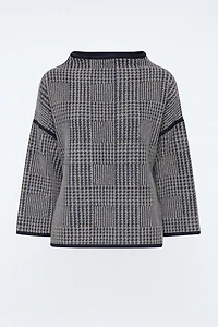 Plaid eyelash jacquard sweater