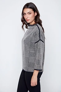 Plaid eyelash jacquard sweater