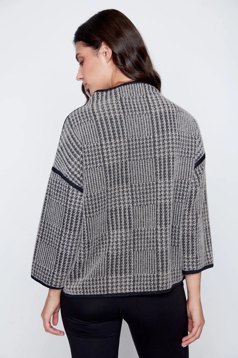 Plaid eyelash jacquard sweater