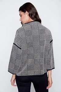 Plaid eyelash jacquard sweater