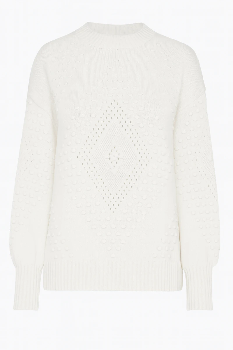 Cotton sweater with nubs detail
