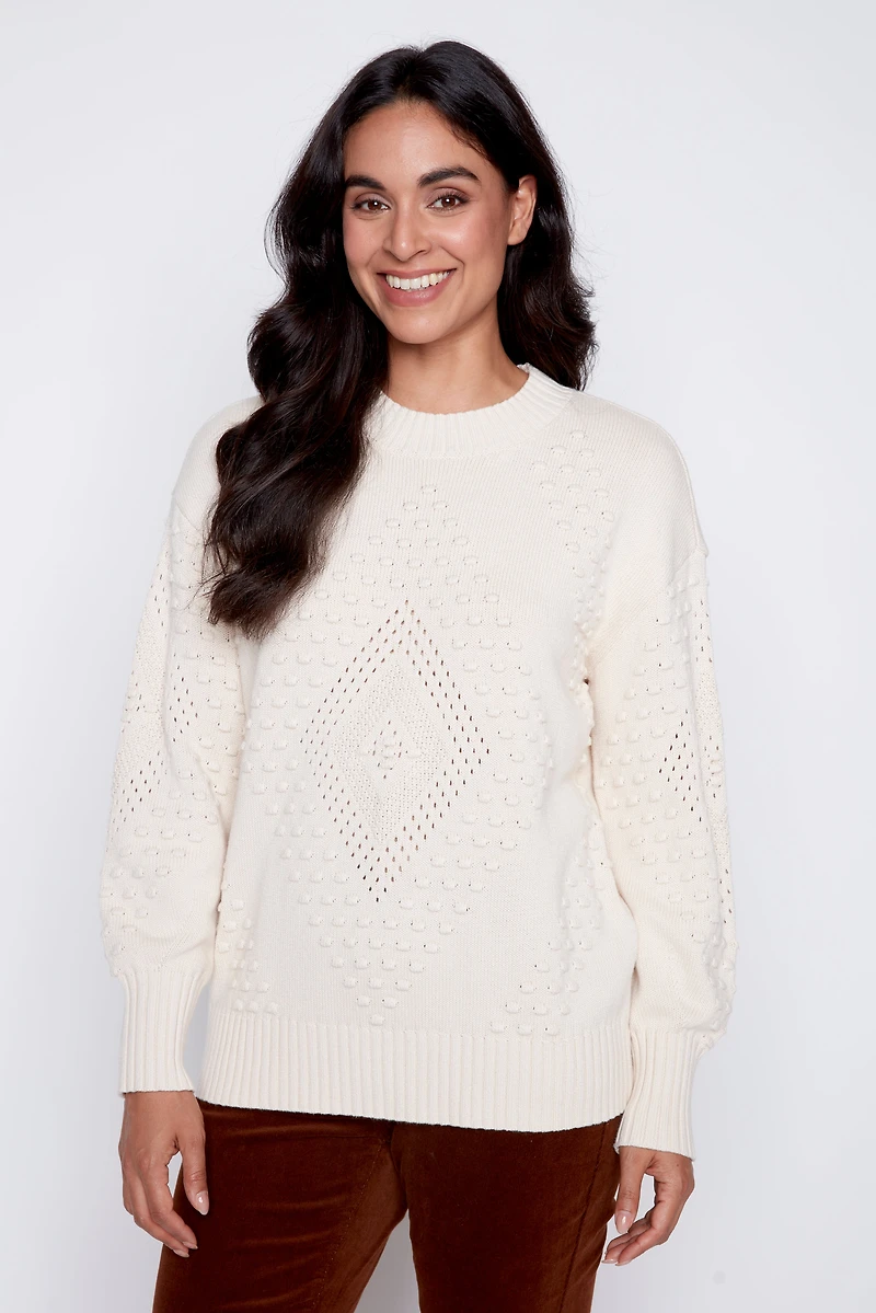 Cotton sweater with nubs detail