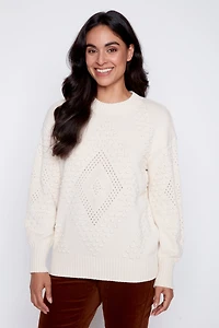 Cotton sweater with nubs detail