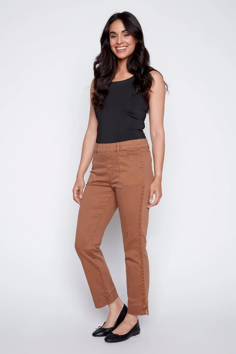 Straight leg color denim jean