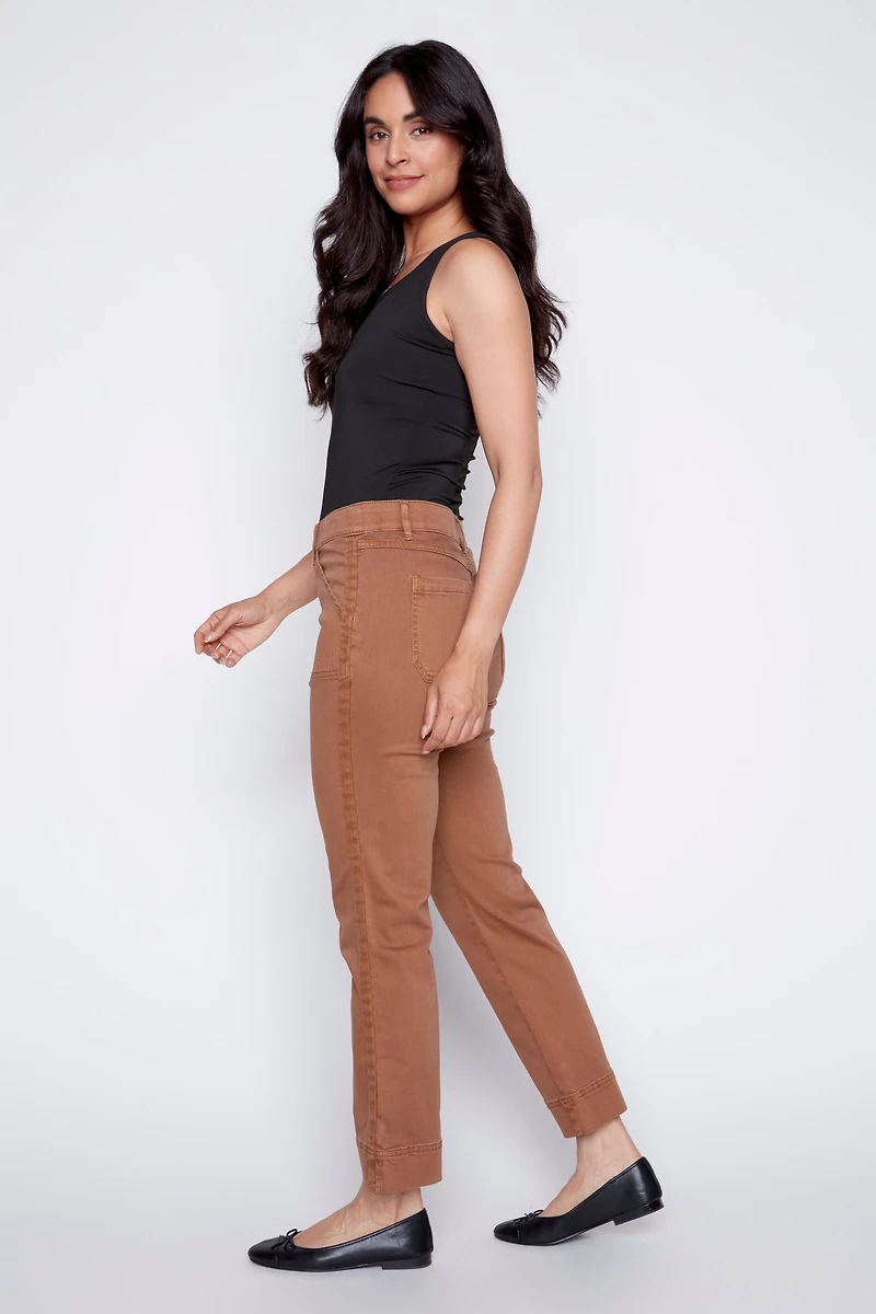 Straight leg color denim jean