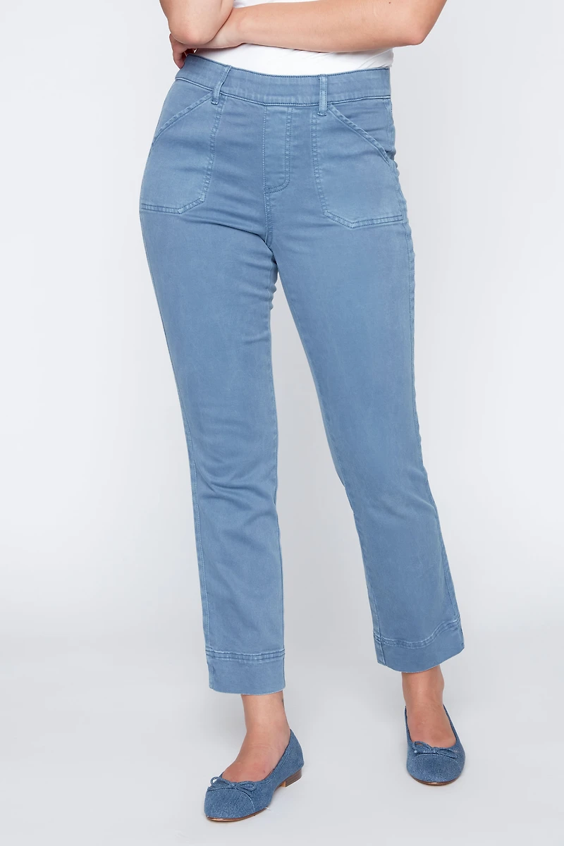 Straight leg color denim jean