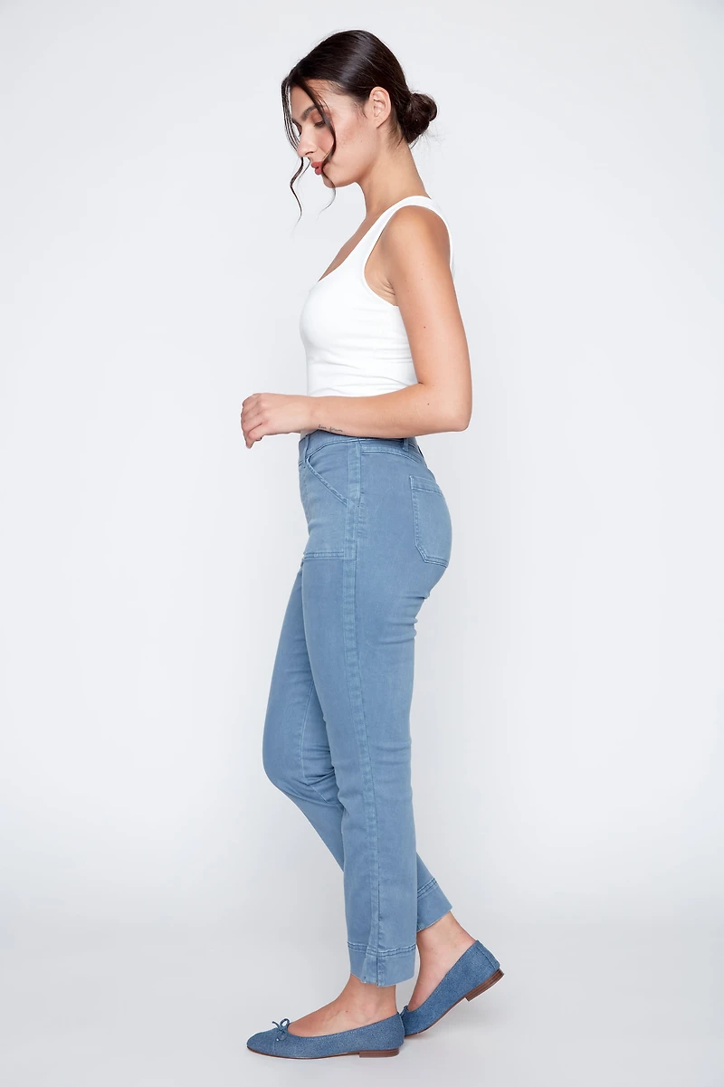 Straight leg color denim jean