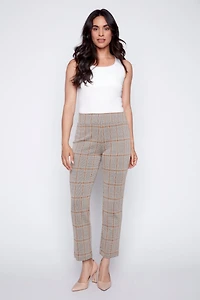 Plaid knit straight leg pant
