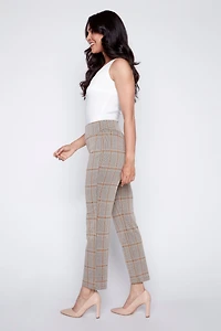 Plaid knit straight leg pant