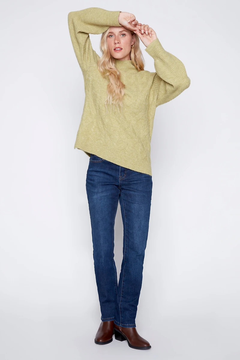 Cable front sweater