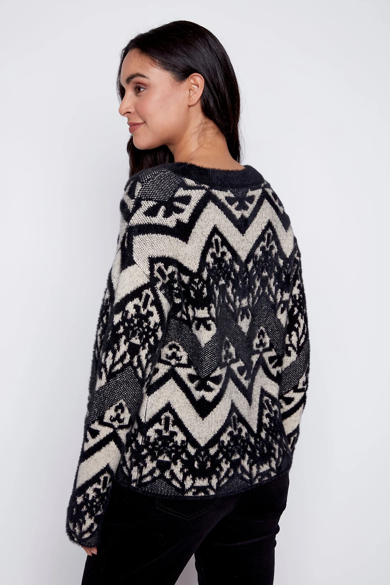 Jacquard eyelash sweater