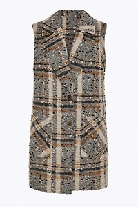 Wool blend plaid vest