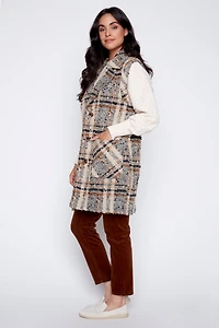 Wool blend plaid vest