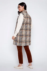 Wool blend plaid vest