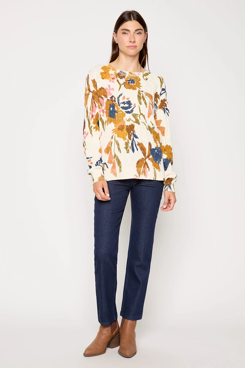 Printed Crew Neck Cotton Sweater