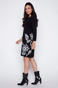 Floral border double knit dress
