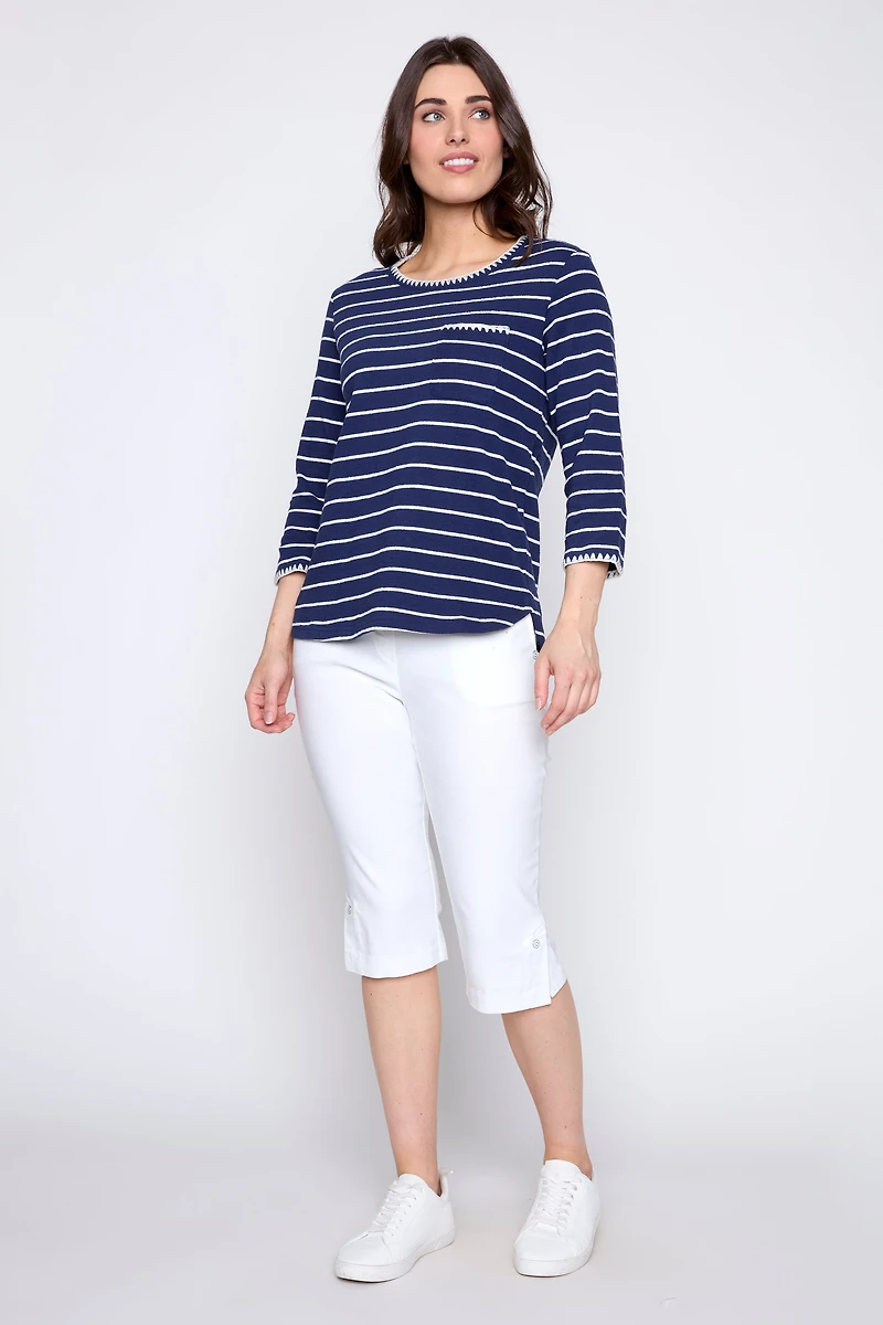 Stripe cotton t-shirt