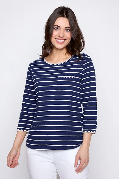 Stripe cotton t-shirt