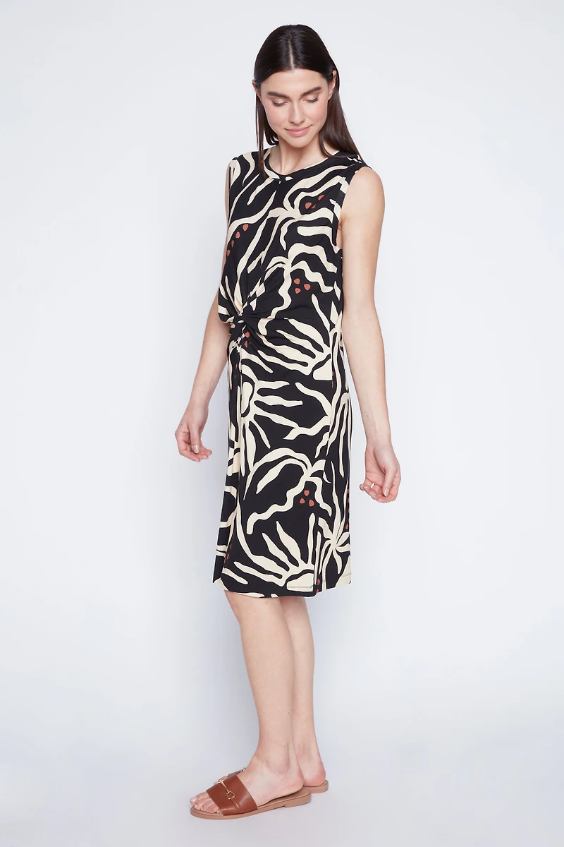 Twisted knot printed dress