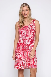 V-neck printed jersey dress