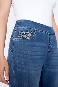 Slim leg animal sequin jean