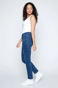Rhinestone butterflies design slim leg jean