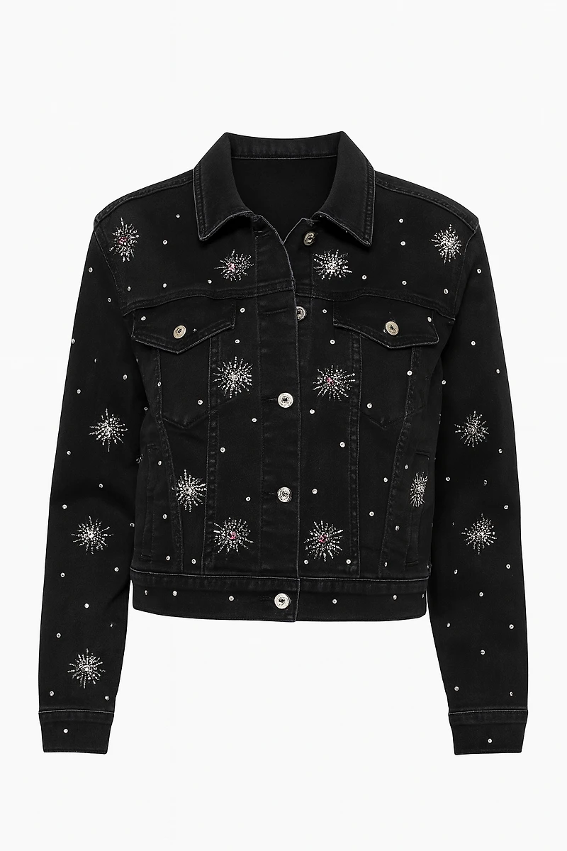 La veste en denim avec étoiles strass
