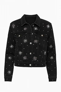 La veste en denim avec étoiles strass