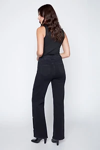 Wide leg rhinestone detail jean