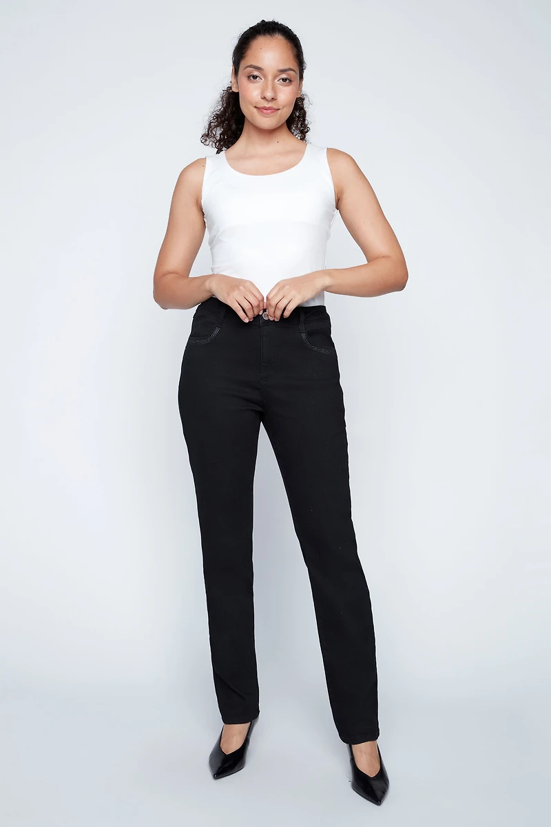 Straight leg rhinestone detail jean