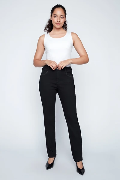 Straight leg rhinestone detail jean