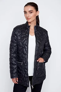 Rhinestone detail quilt jacket