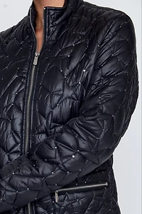 Rhinestone detail quilt jacket