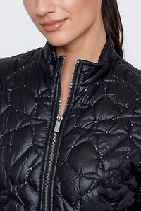 Rhinestone detail quilt jacket