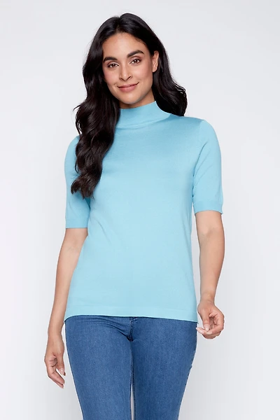 Solid mock neck sweater