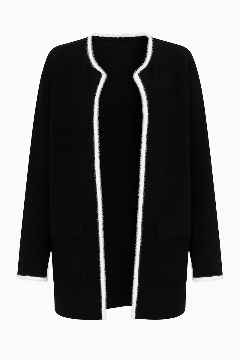 Eyelash trim cardigan