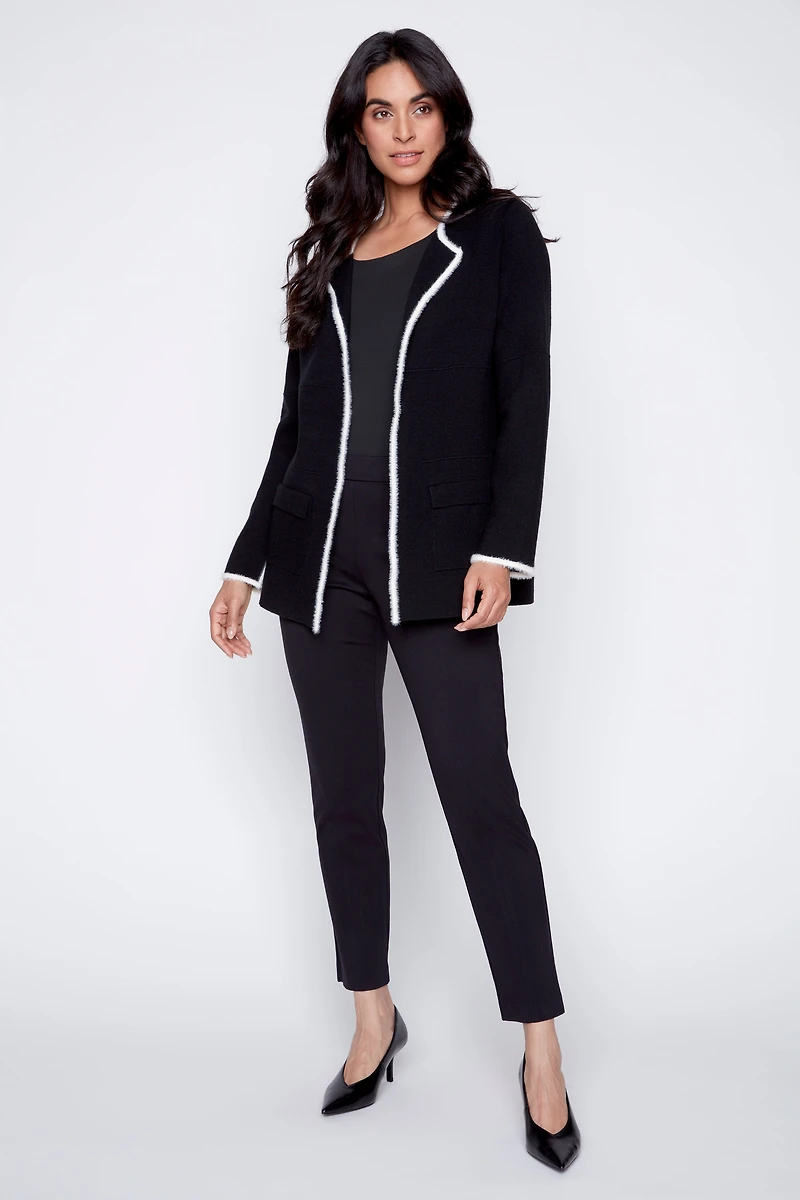 Eyelash trim cardigan