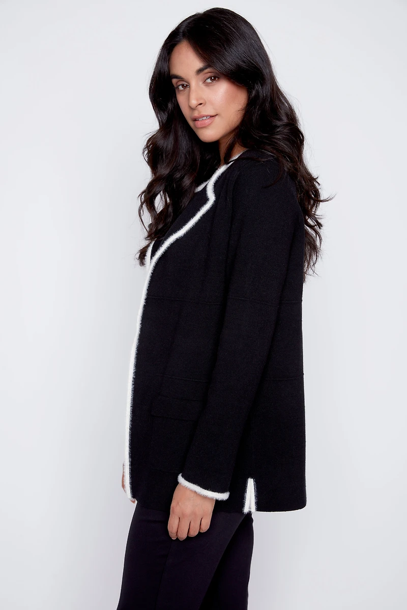 Eyelash trim cardigan