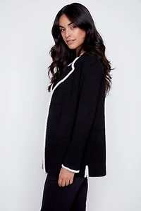 Eyelash trim cardigan