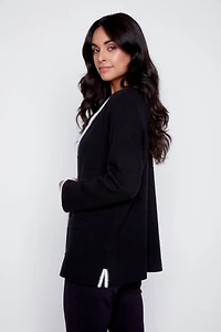 Eyelash trim cardigan