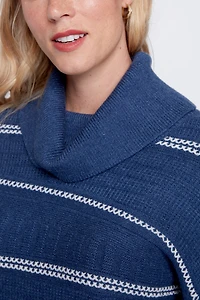 Stripe cowl neck sweater