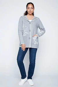 Floral jacquard cardigan