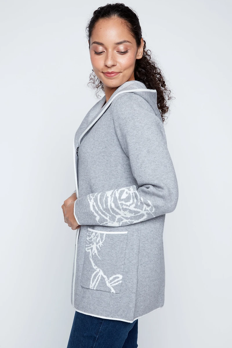 Floral jacquard cardigan