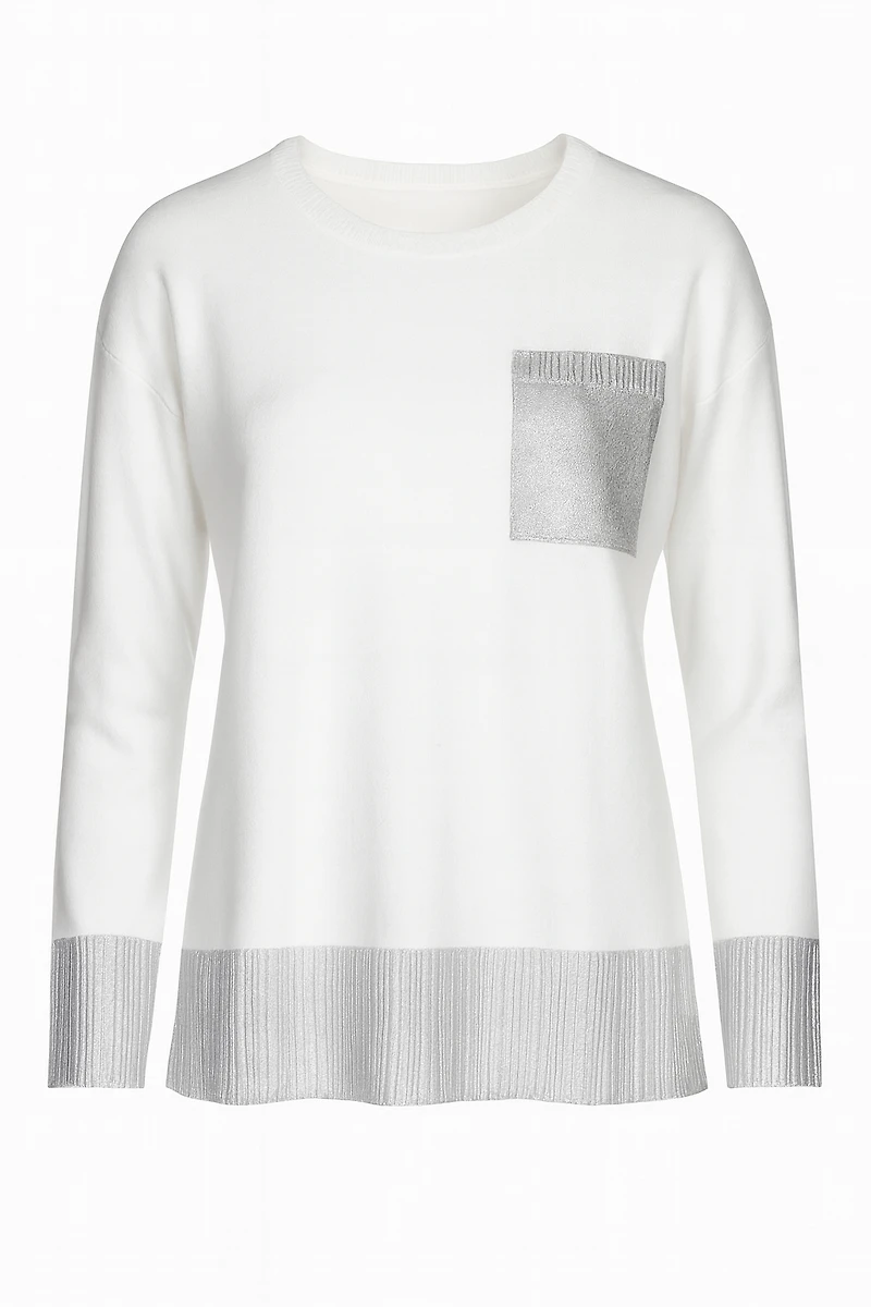 Metallic trim sweater