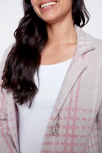 Plaid eyelash cardigan