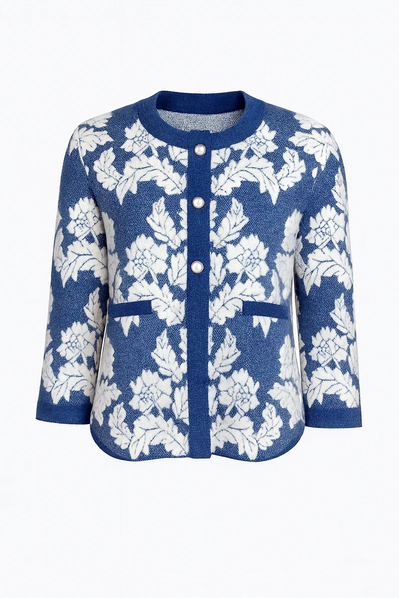 Floral jacquard cardigan